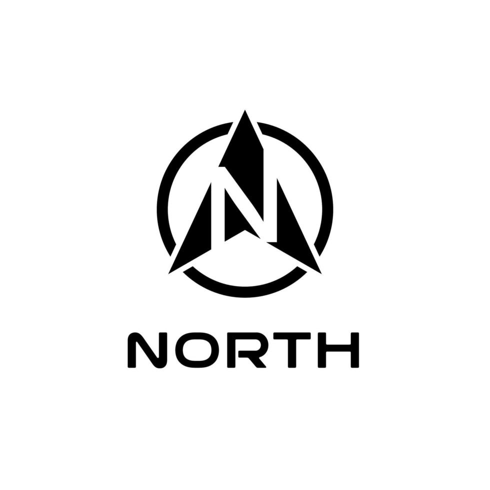 letter N north compass logo design template inspiration vector