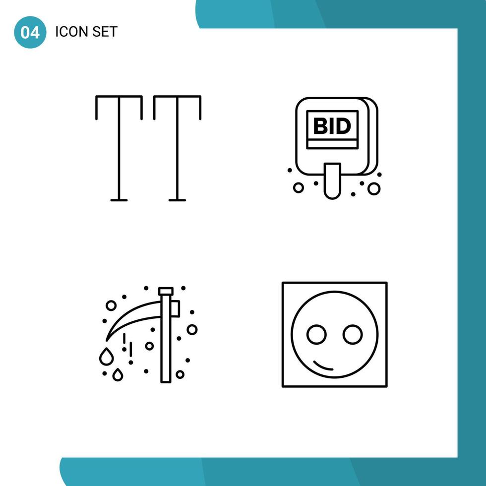 Mobile Interface Line Set of 4 Pictograms of all celebration auction label holiday Editable Vector Design Elements