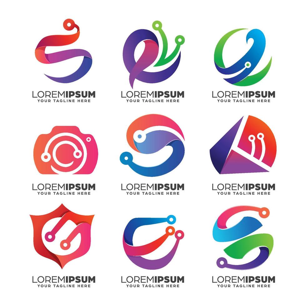 Collection of Gradient Abstract Logo Design Template Set vector