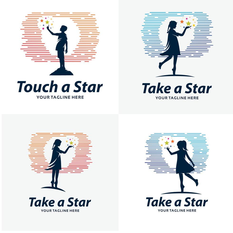 Set of Reach a Star Logo Design Templates vector