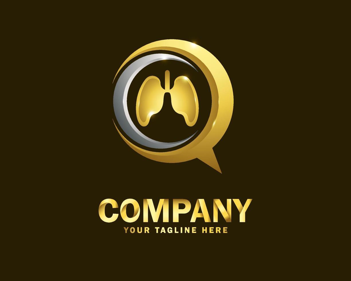 luxury gold lung talk logo design template vector