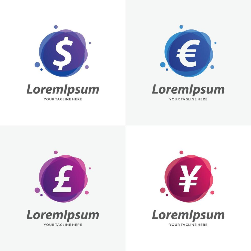 Set of Currency Logo Design Templates vector