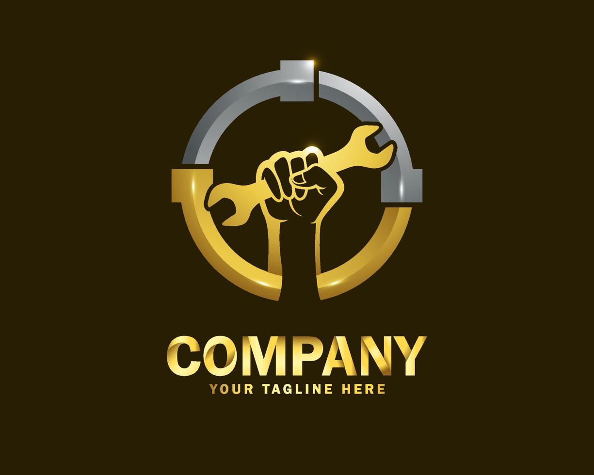 luxury gold plumbing repair logo design template vector