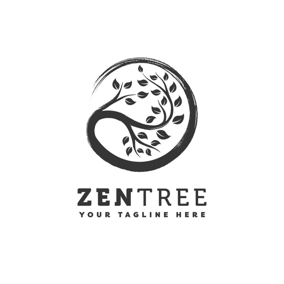 Nature zen tree logo design template vector