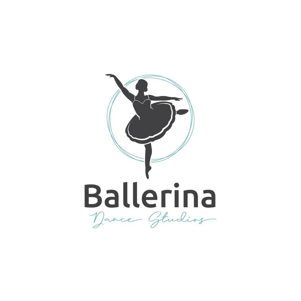 ballerina dance studios logo design template inspiration vector