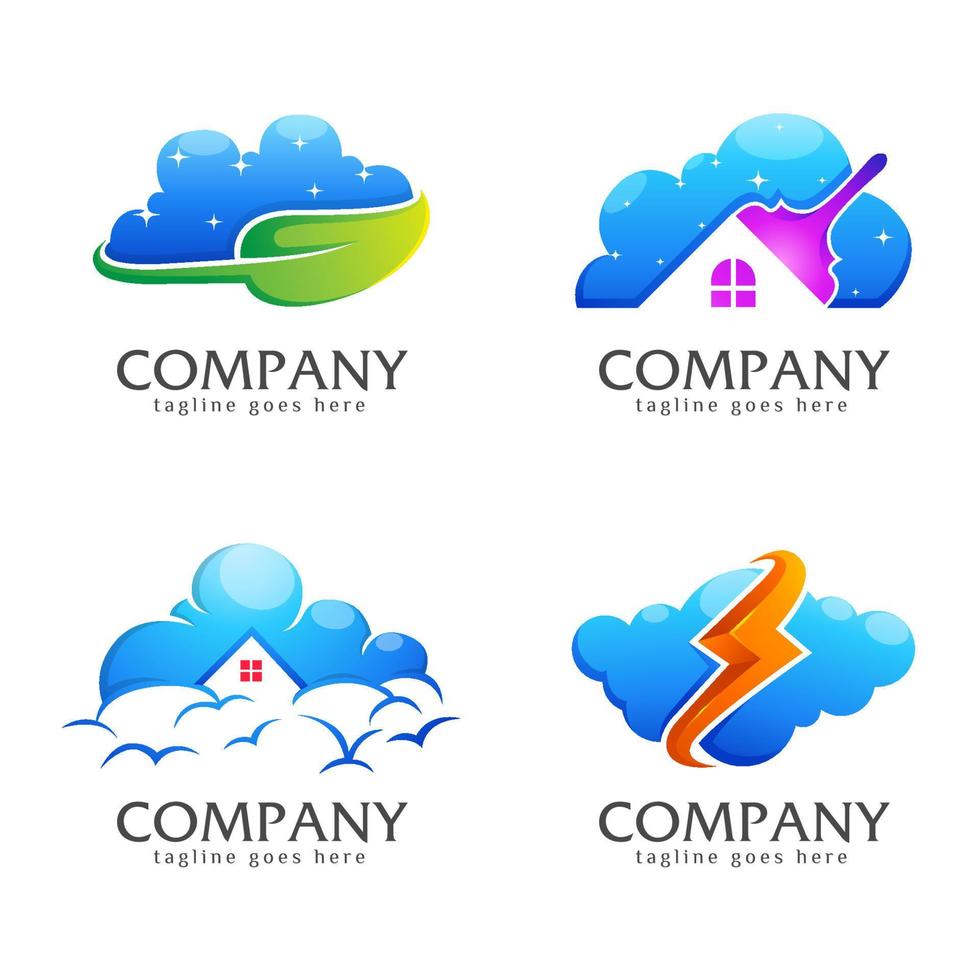 Bundle creative cloud logo collection vector