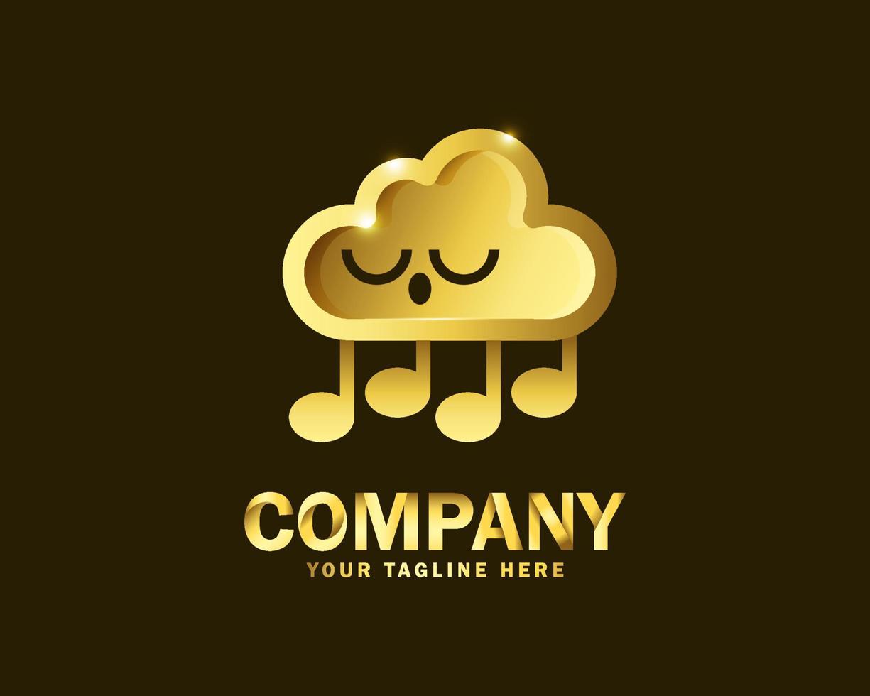 luxury gold sleeping cloud logo design template vector