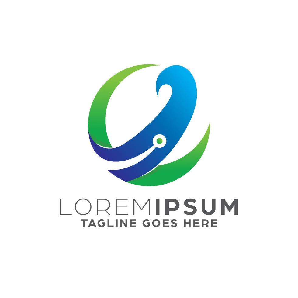 Gradient Logo Template with Abstract Shape vector