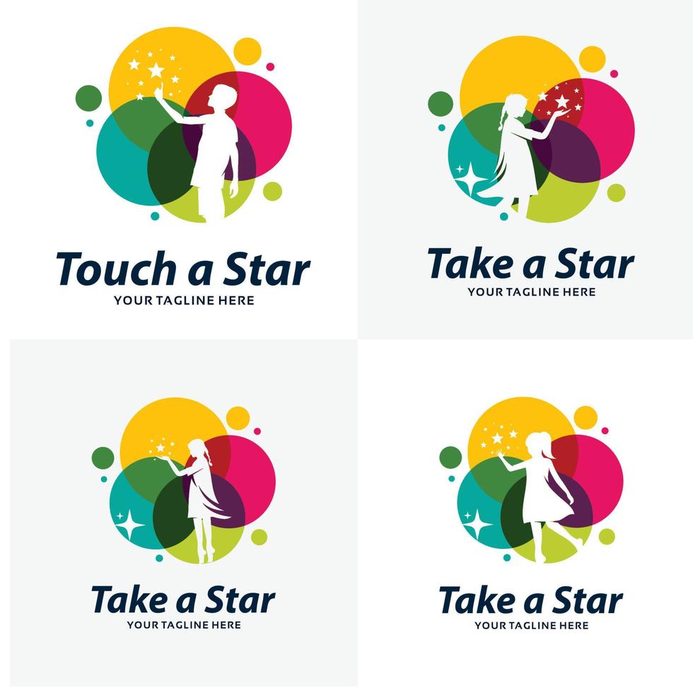 Set of Reach a Star Logo Design Templates vector