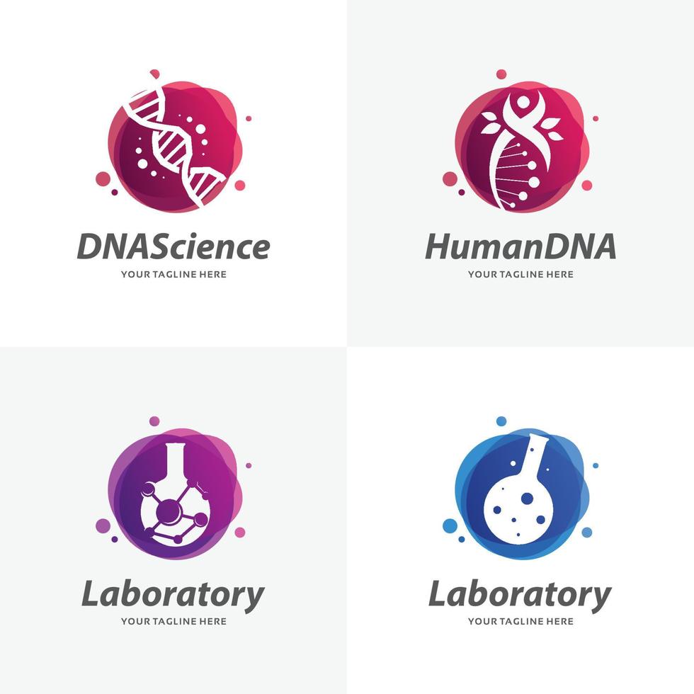 conjunto de plantillas de diseño de logotipos de laboratorios y ciencias vector