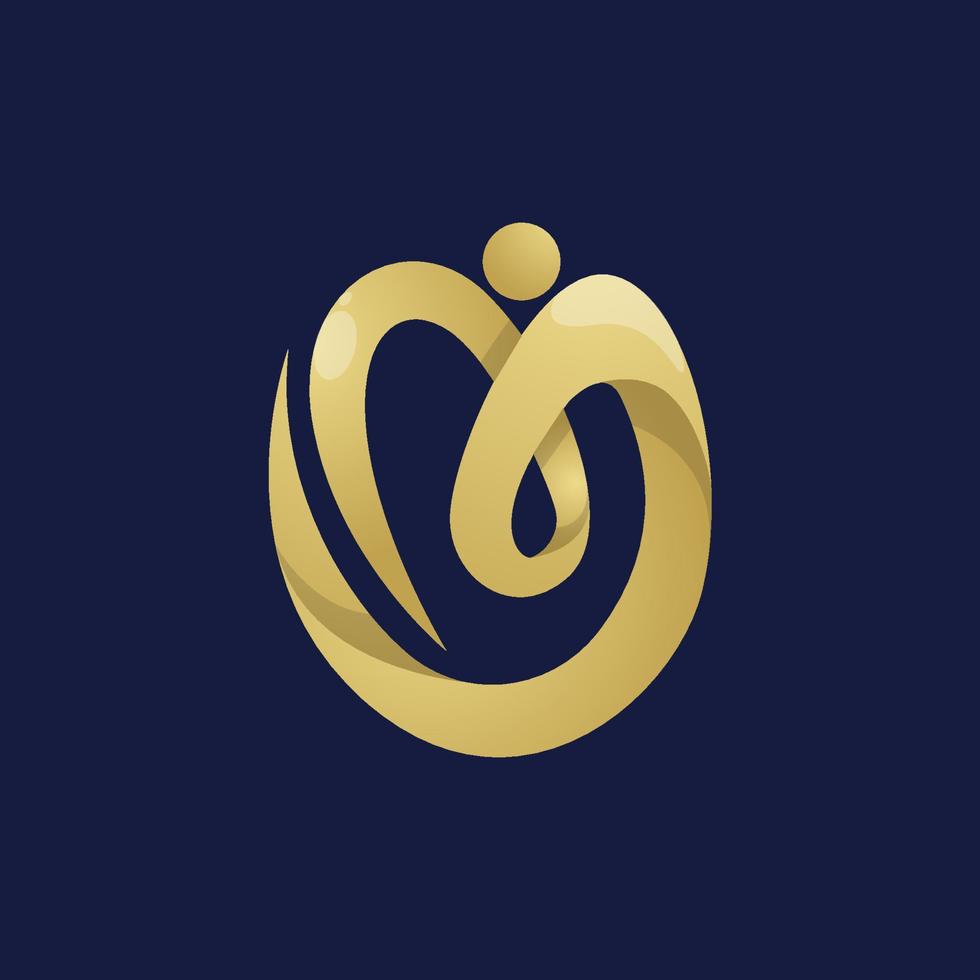 Luxury Abstract People Logo Design Template vector