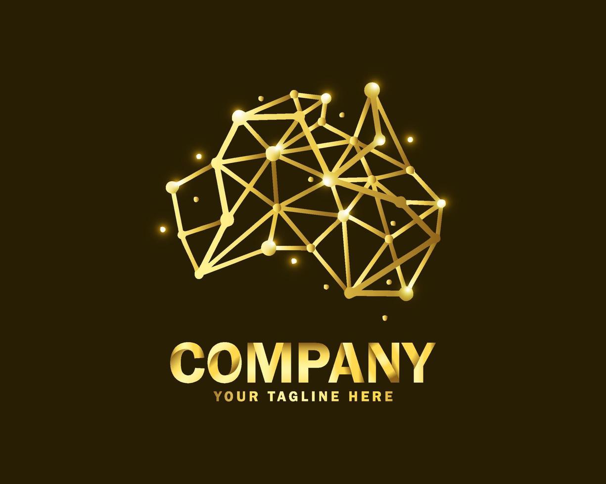 luxury gold australian technology logo design template vector