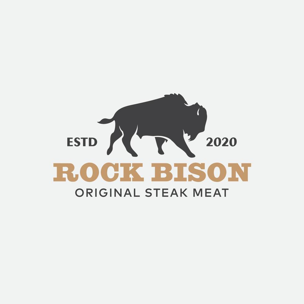 plantilla de diseño de logotipo de carne original de bisonte negro vector