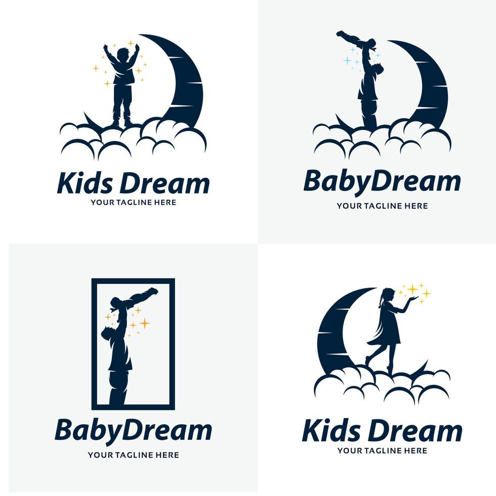 conjunto de plantillas de diseño de logotipos de sueños para niños vector