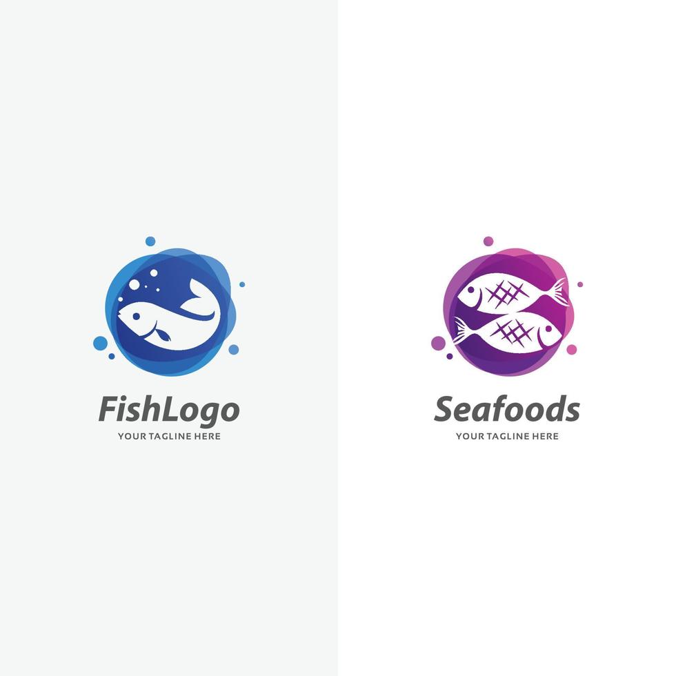 Set of Fish Logo Design Templates vector