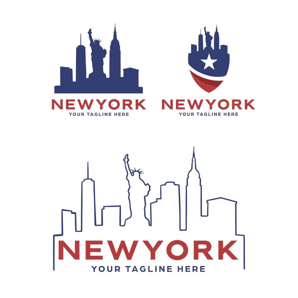 Collection of New York skyline logo design template vector