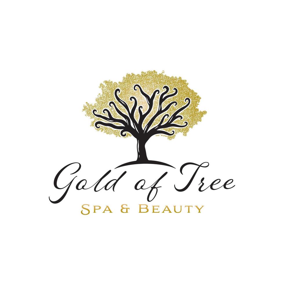 gold of tree logo design template inspiration vector