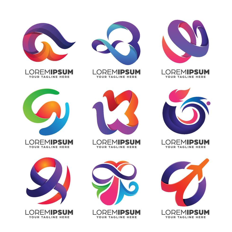 Collection of Gradient Abstract Logo Design Template Set vector