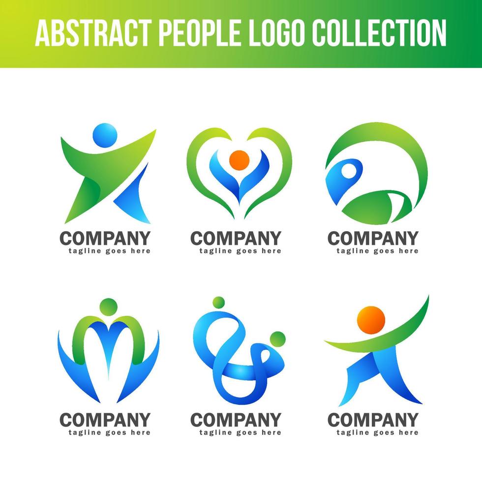 Collection of Abstract People Logo Template vector