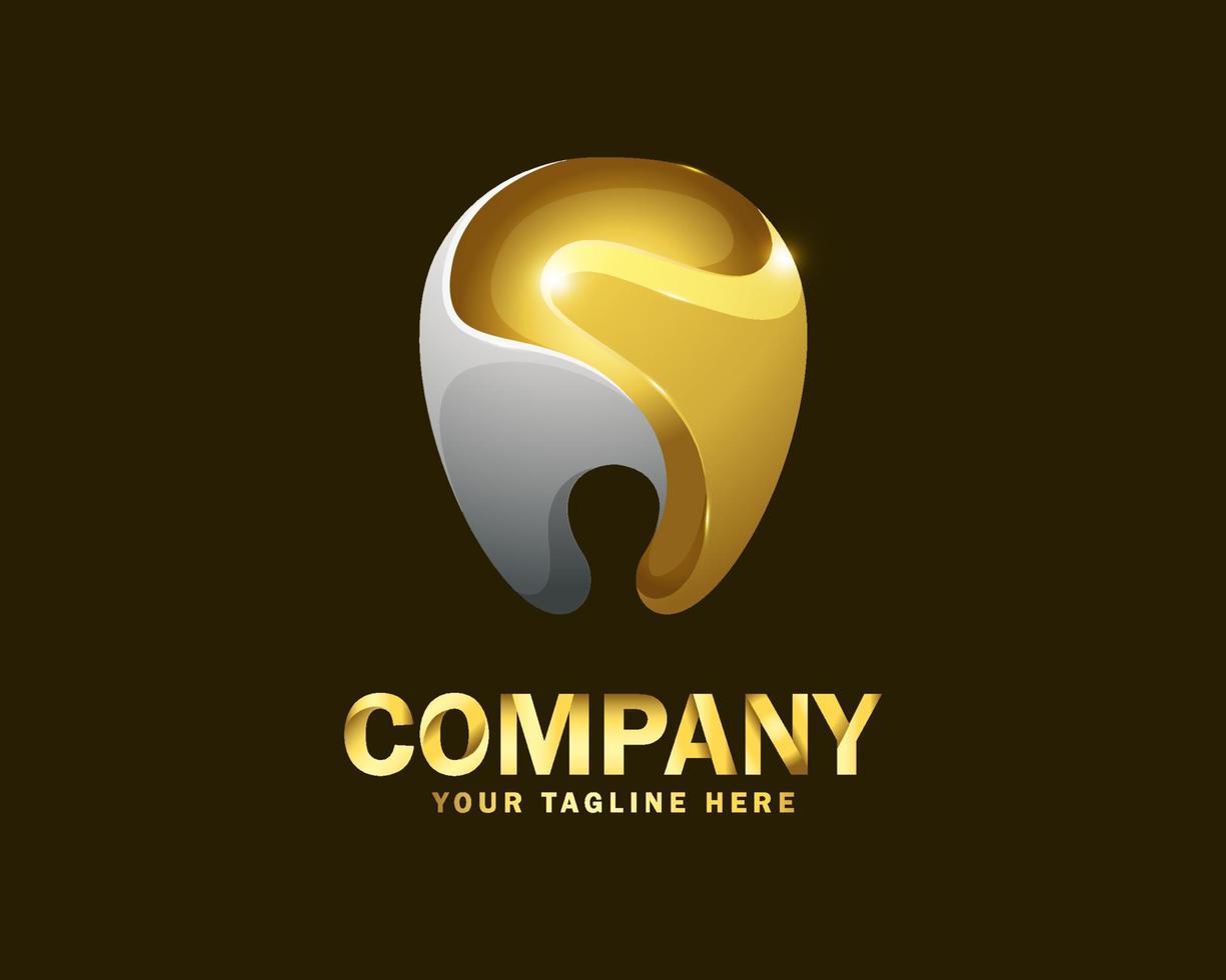 luxury gold dental logo design template vector