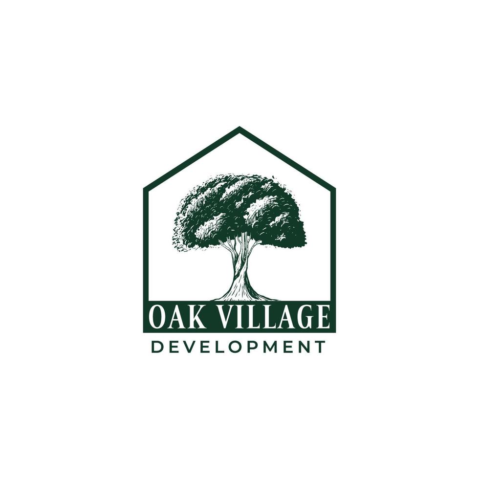 oak tree village development logo design template inspiration vector