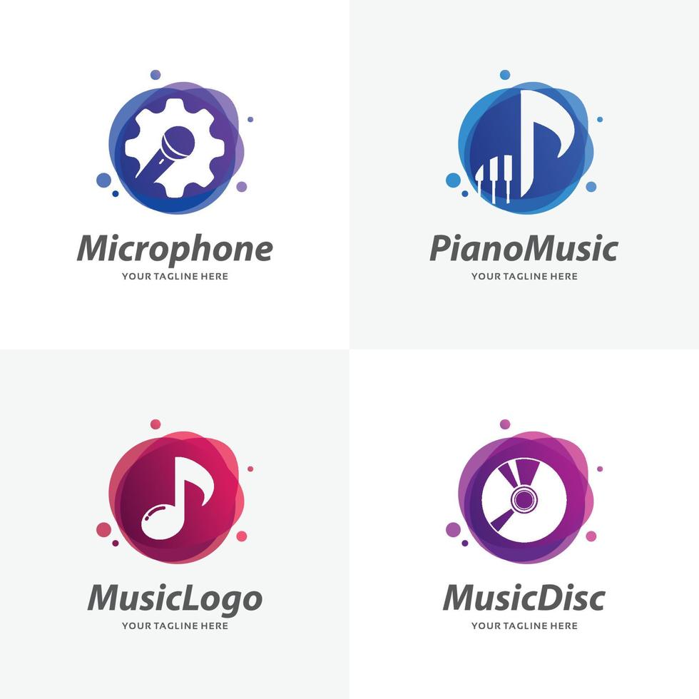 Set of Music Logo Design Templates vector