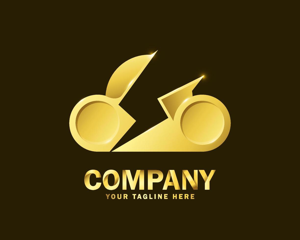luxury gold modern motorcycle logo design template vector