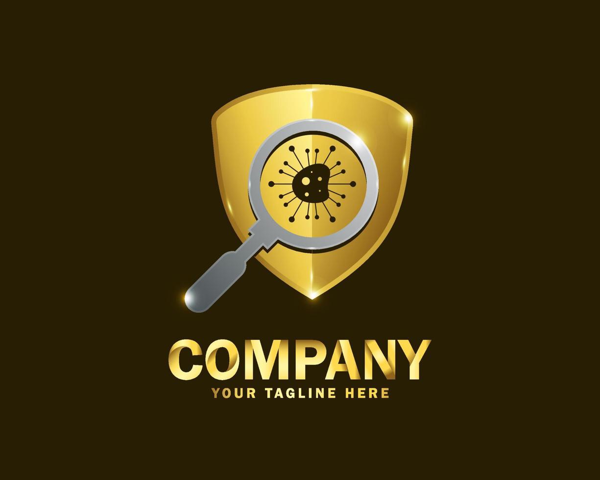 luxury gold virus scan logo design template vector