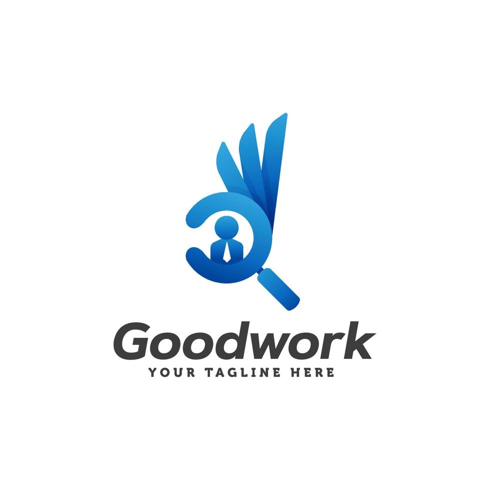 Good work logo, job search logo design template vector