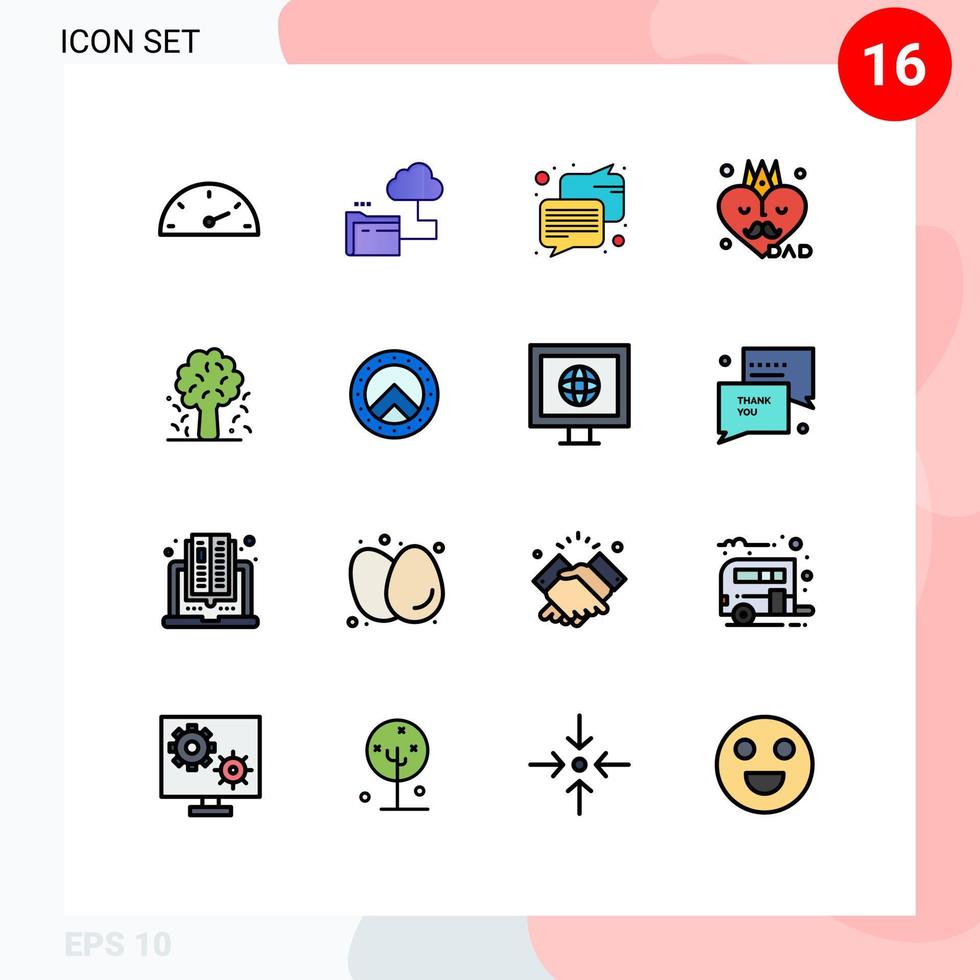 Set of 16 Modern UI Icons Symbols Signs for nature apple communication tree father Editable Creative Vector Design Elements