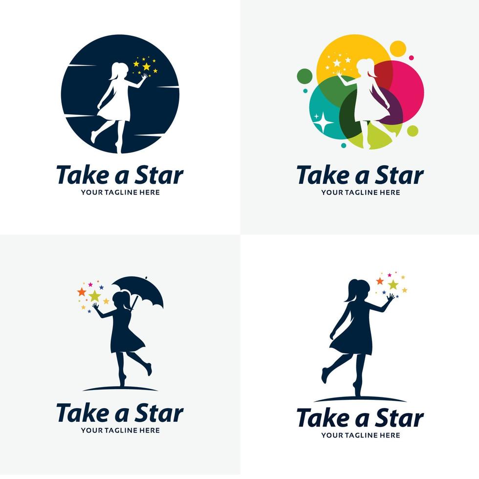 Set of Reach a Star Logo Design Templates vector