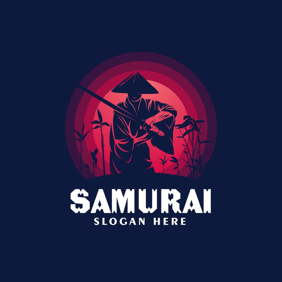 Samurai Wearing Hats Logo Design Template vector