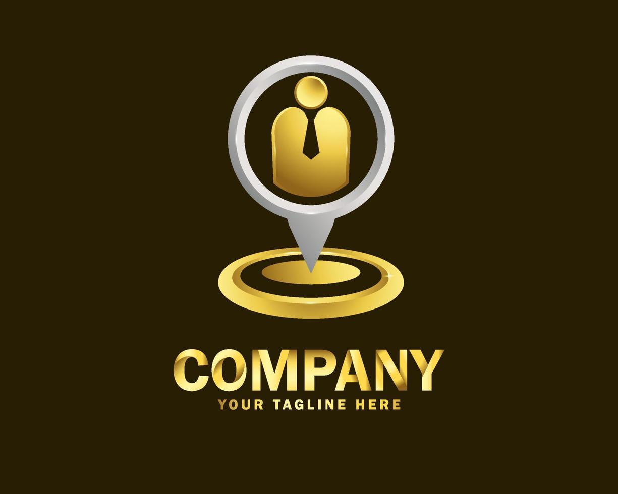 luxury gold people point logo design template vector