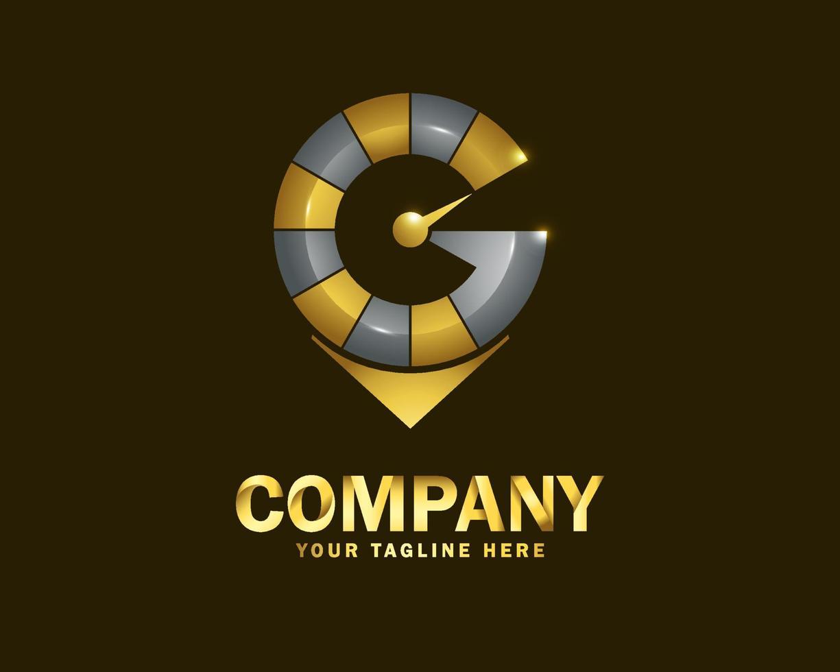 luxury gold letter G gauge point logo design template vector