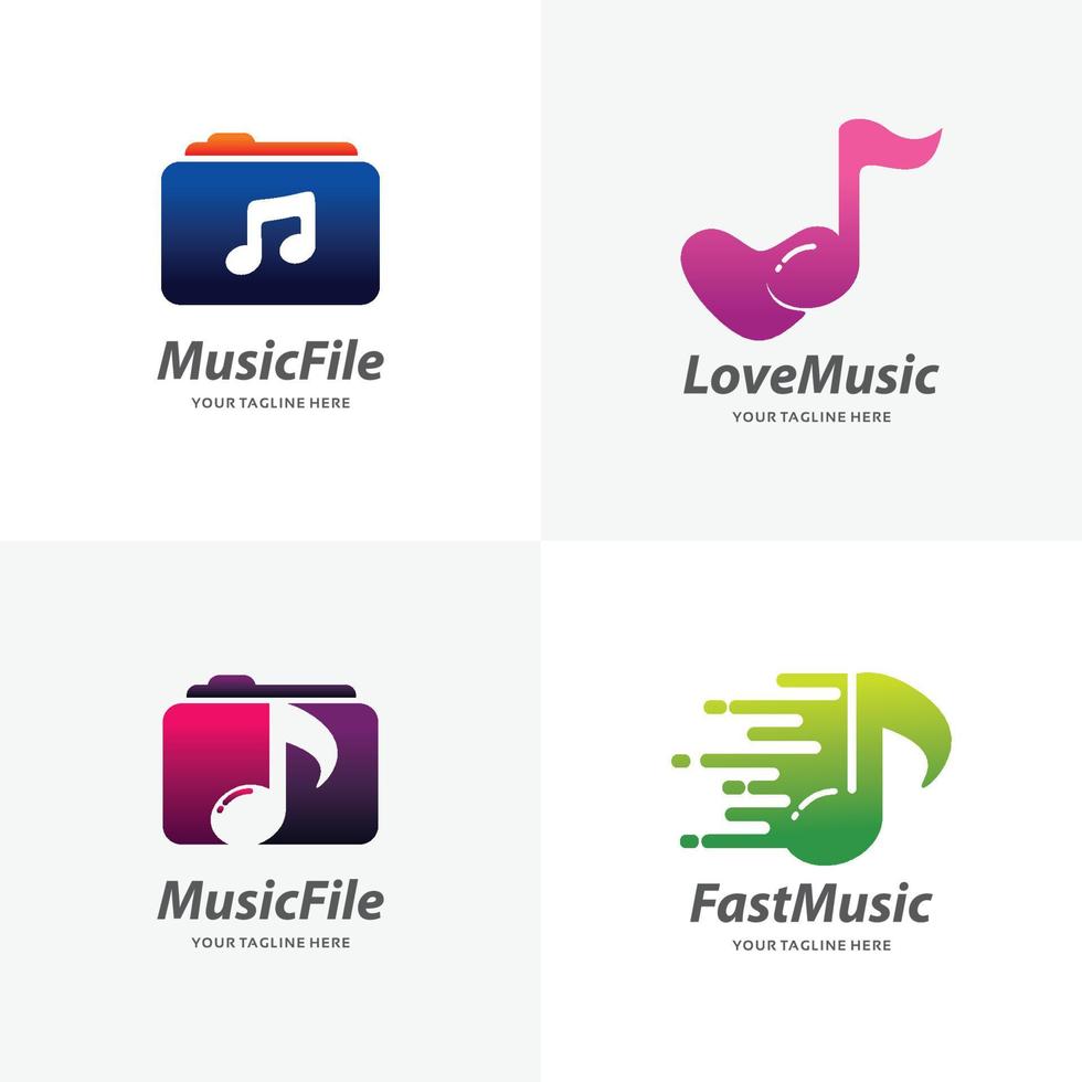 conjunto de plantillas de diseño de logotipo de nota musical vector