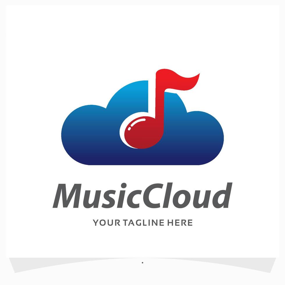 music cloud logo design template vector