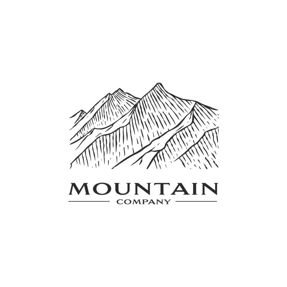 hand drawn mountain company logo design template inspiration vector