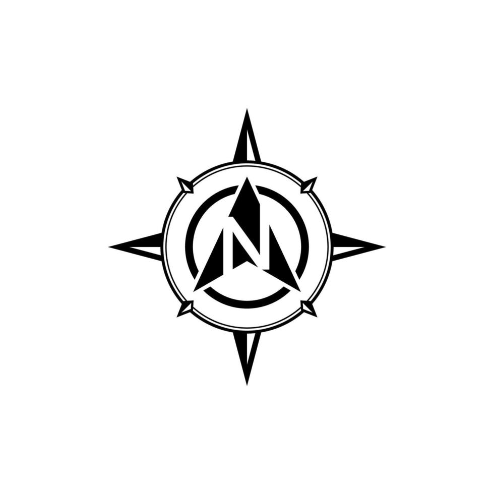 letter N north compass logo design template inspiration vector