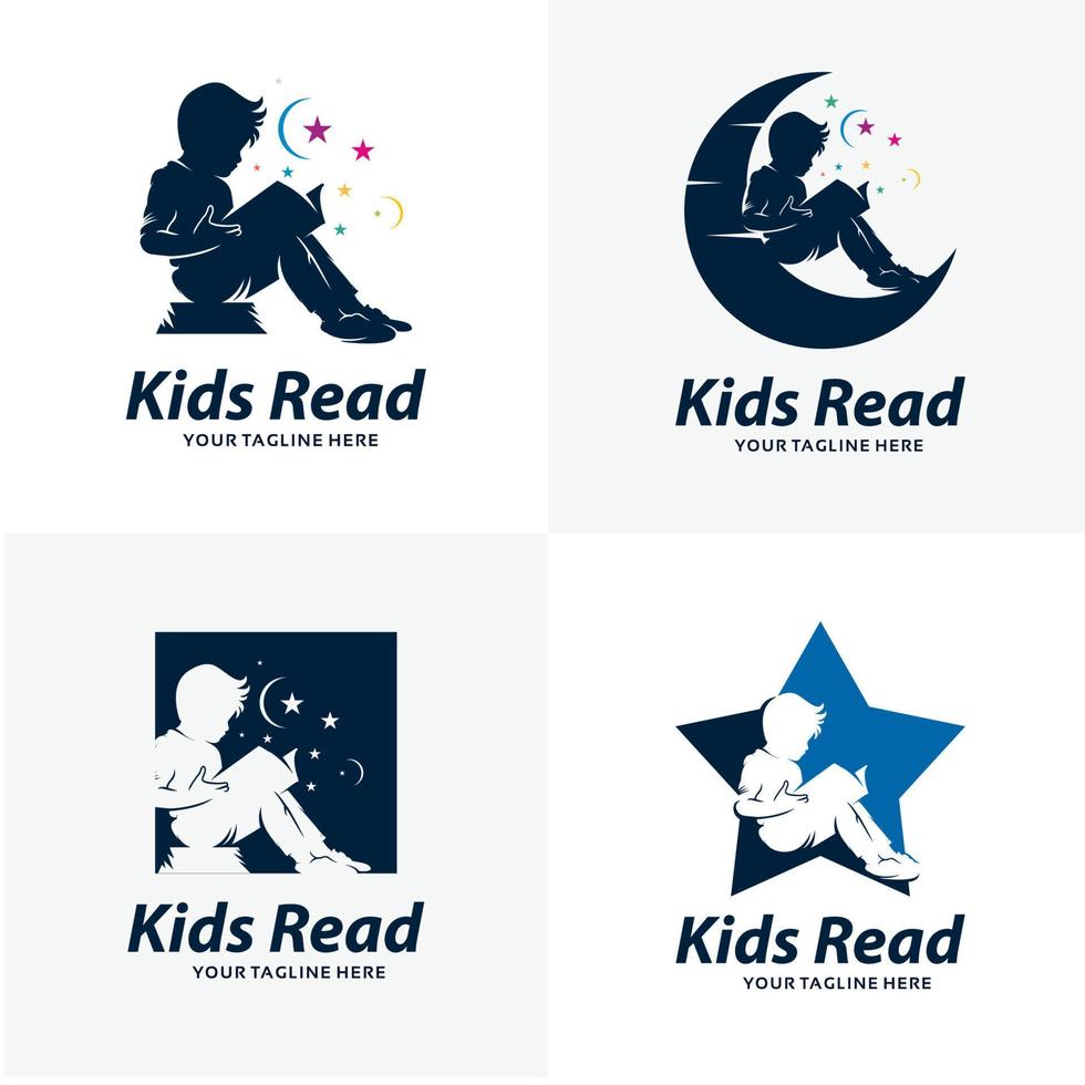 Set of Kids Read Logo Design Templates vector