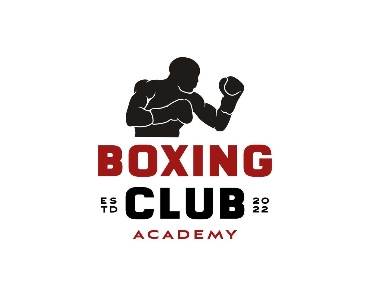 logotipo de la silueta del boxeador. plantilla de vector de diseño de academia de club de boxeo