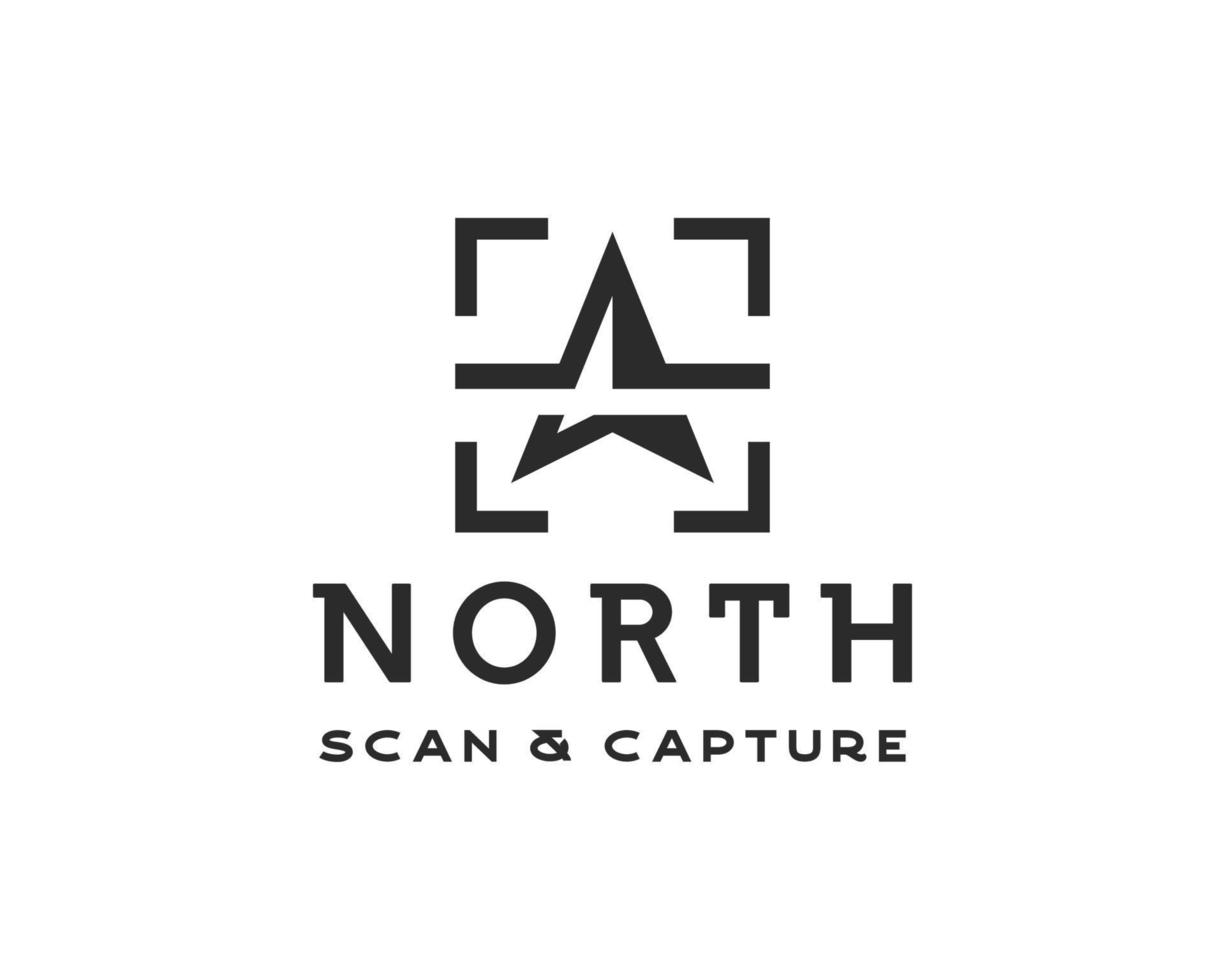Simple North Arrow logo. Simple spear with capture and scan symbol logo design template vector
