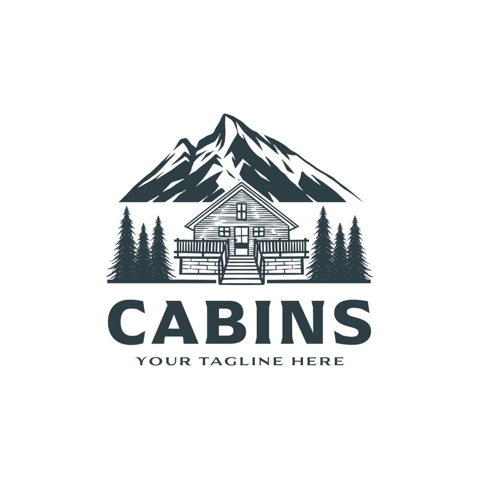 Mountain Cabins logo. village cottage logo design template vector