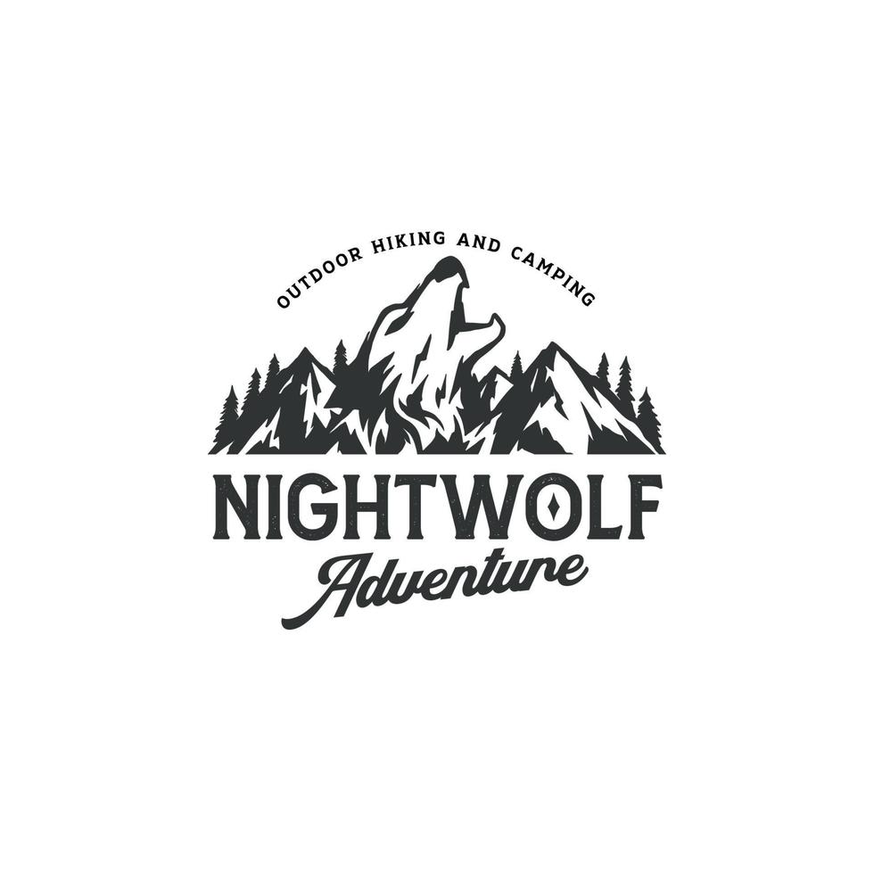 wolf mountain adventure logo design template inspiration vector