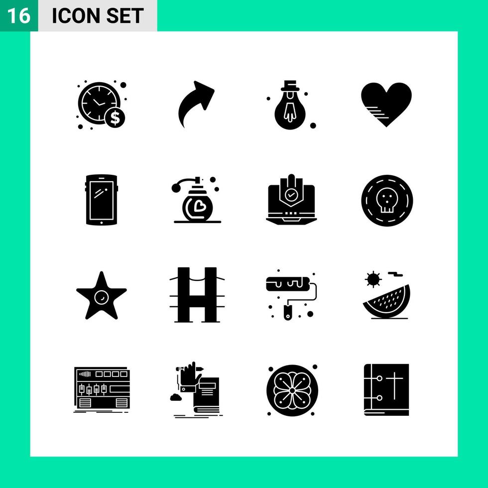 Pack of 16 Solid Style Icon Set Glyph Symbols for print Creative Signs Isolated on White Background 16 Icon Set vector