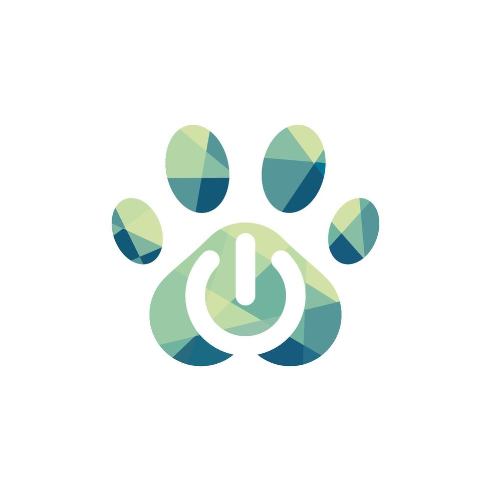 modern low poly power paws logo design template vector