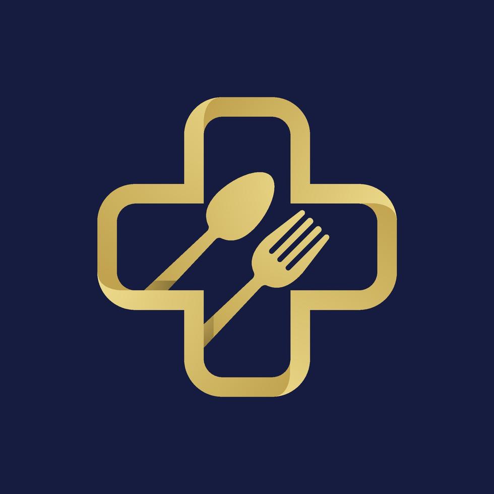 plantilla de diseño de logotipo de restaurante de salud de lujo vector