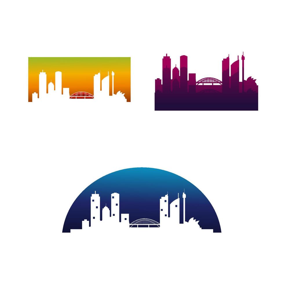 plantilla vectorial del logotipo del horizonte de la ciudad de sydney con fondo blanco vector