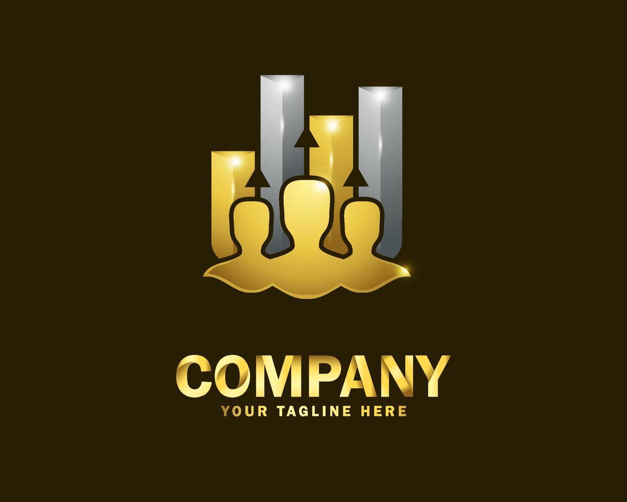 luxury gold people stat logo design template vector