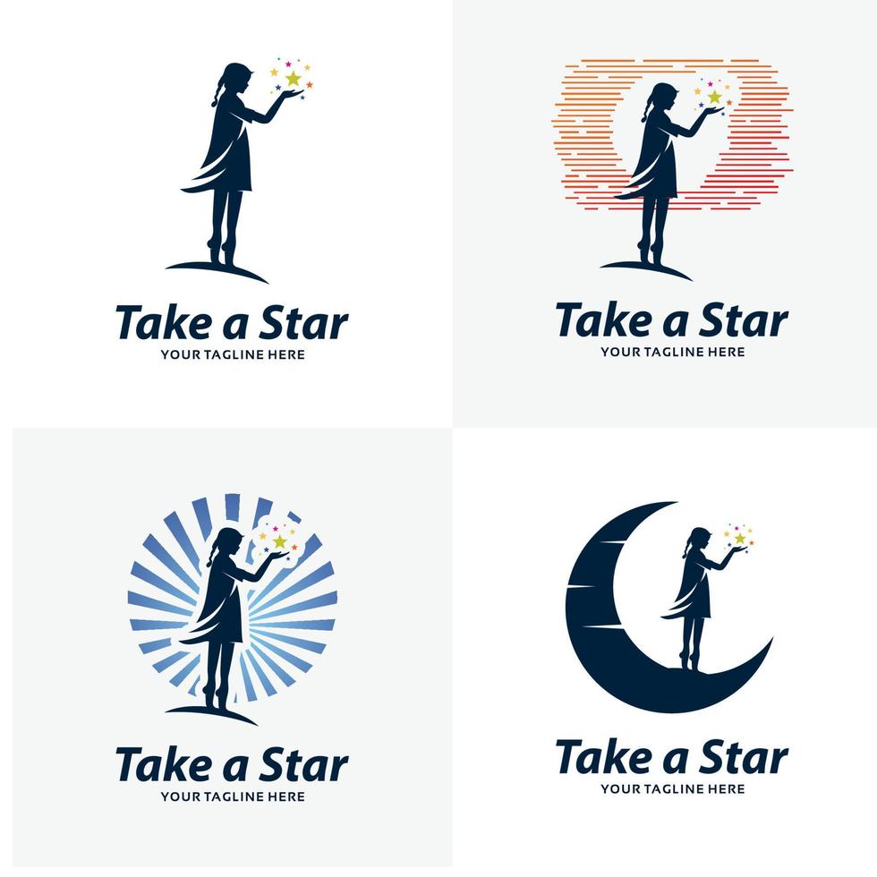 Set of Reach a Star Logo Design Templates vector