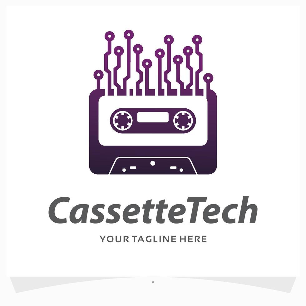 cassette tech logo design template vector